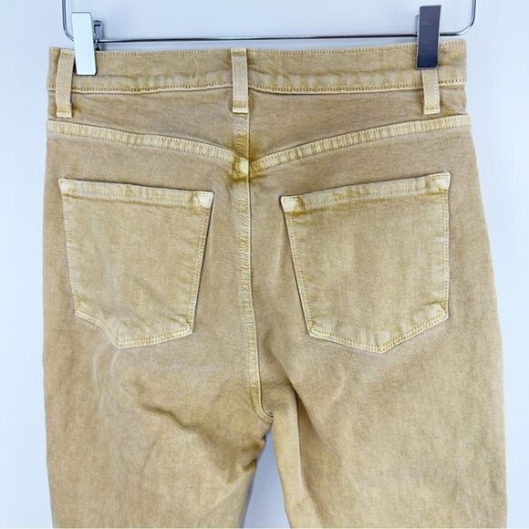J Brand Julia Frayed-Hem Flared-Leg Cotton Blend Jeans in Litho Gold Sz 26 - Picture 5 of 13